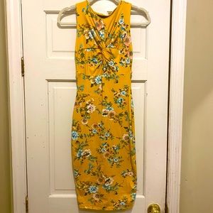 Yellow floral bodycon dress